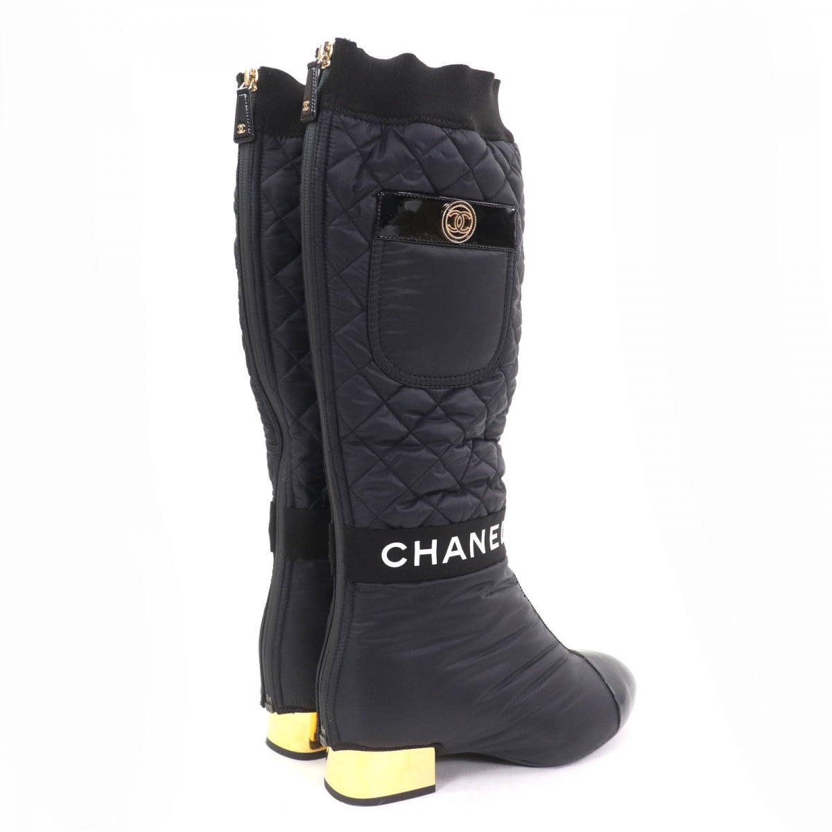 CHANEL Knee-high boots G38428 leather black 36