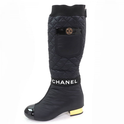 CHANEL Knee-high boots G38428 leather black 36