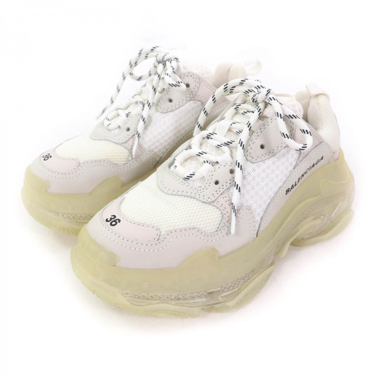 BALENCIAGA sneakers 544351 leather White type Triple S 36