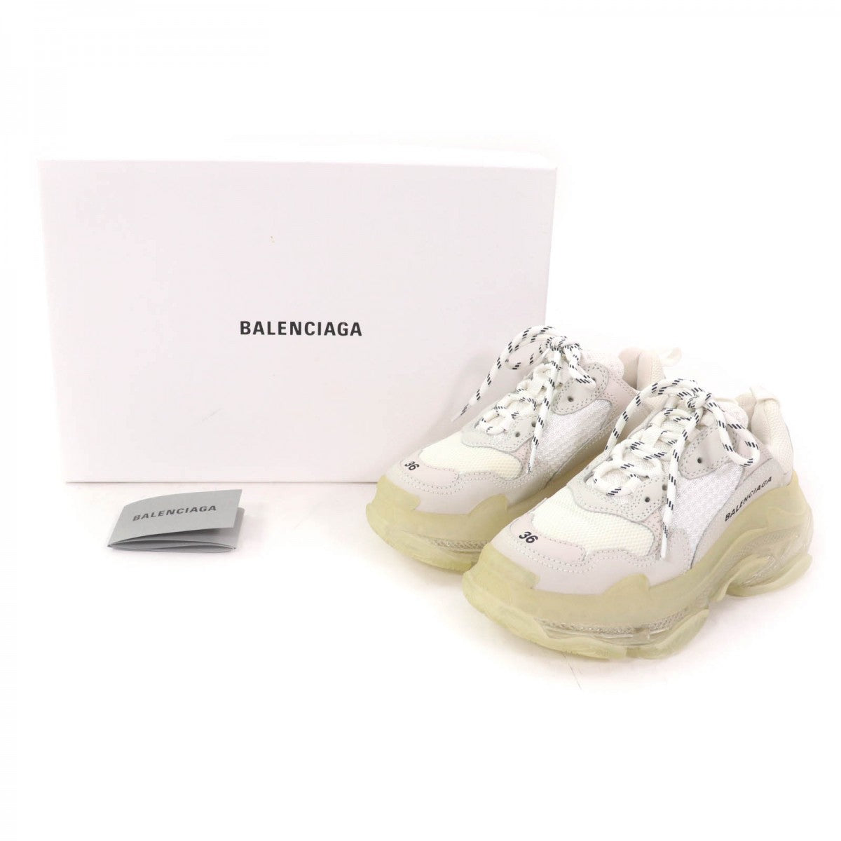 BALENCIAGA sneakers 544351 leather White type Triple S 36