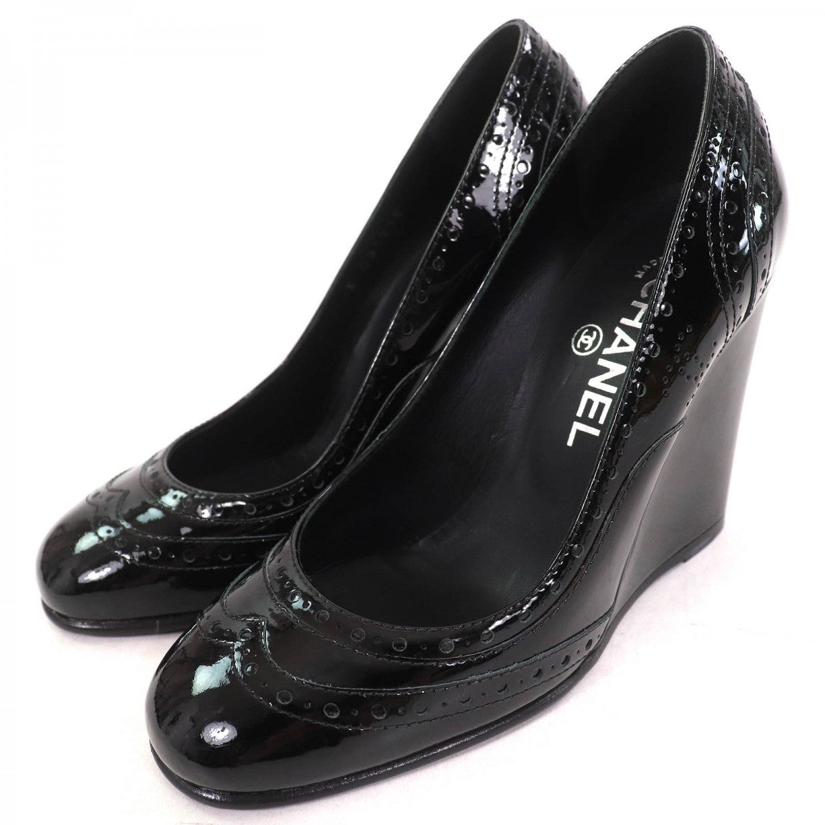 CHANEL pumps G31216 Patent leather black 36.5