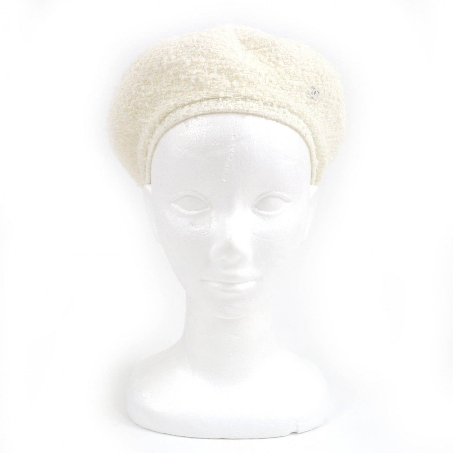 CHANEL beret 19V polyamide white M