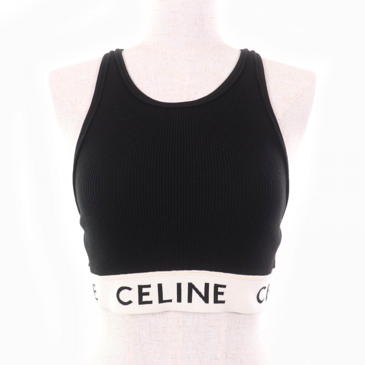CELINE Tank top 2A68L372N cotton Black/Cream Athlete Bra / Mesh S
