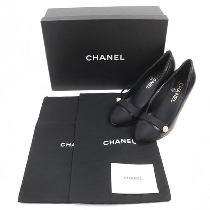 CHANEL pumps G32920 leather black 35