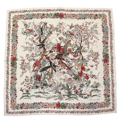 Christian Dior scarf 25JAH090ZKDO silk Beige multicolor Dior Jardin d'Hiver 90 Square Scarf