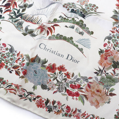 Christian Dior scarf 25JAH090ZKDO silk Beige multicolor Dior Jardin d'Hiver 90 Square Scarf