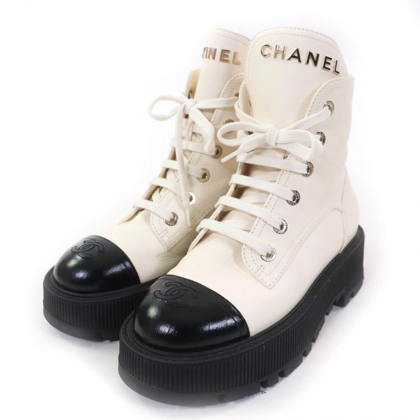 CHANEL boots G45124 leather Ivory 37
