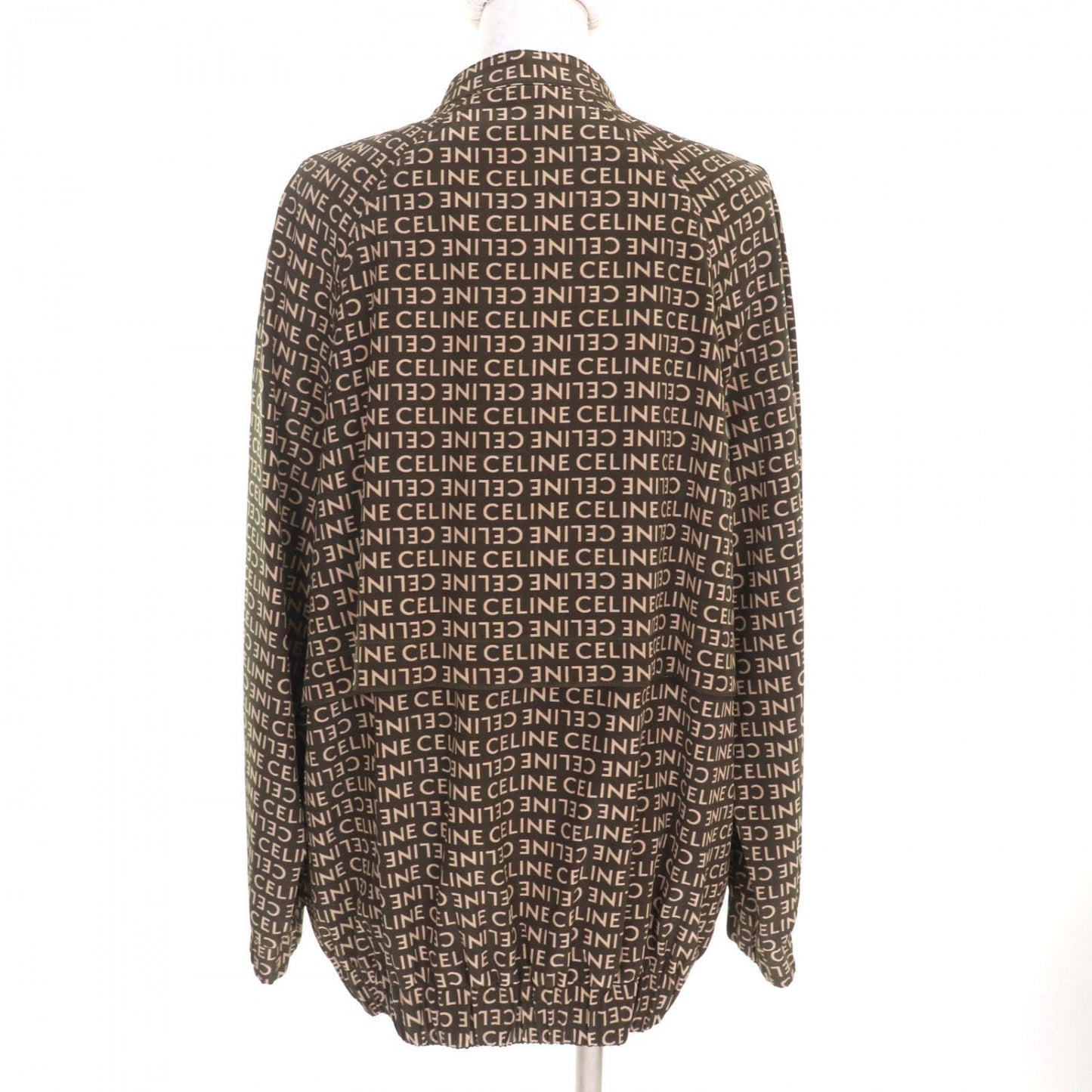 CELINE Jacket 2V19J983Q silk Khaki beige 36