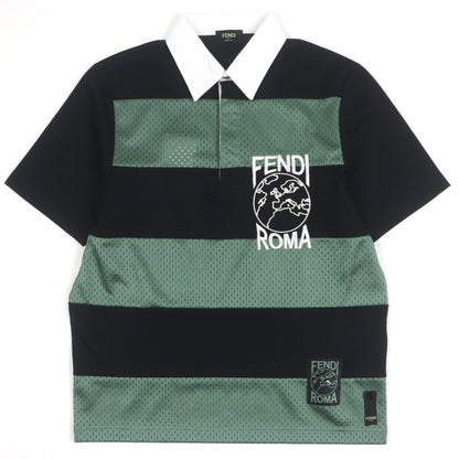 FENDI Short sleeve polo shirt FAF630 cotton Green black XS