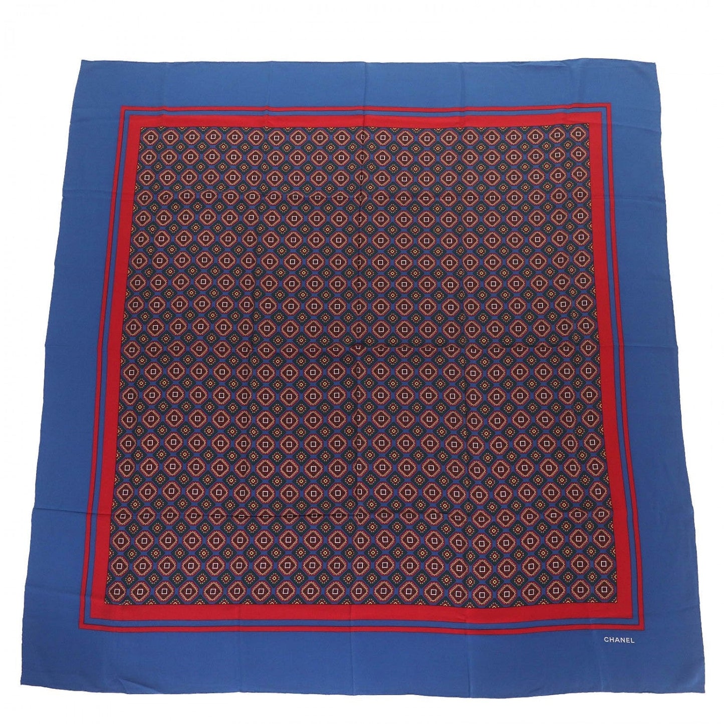 CHANEL scarf silk Blue Red type
