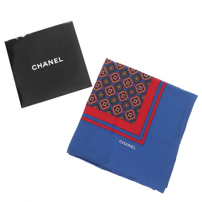 CHANEL scarf silk Blue Red type