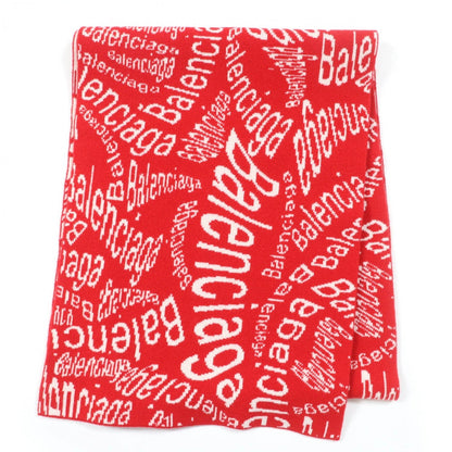 BALENCIAGA Scarf 583121 Virgin wool Red Ivory S
