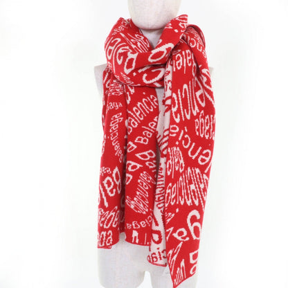 BALENCIAGA Scarf 583121 Virgin wool Red Ivory S