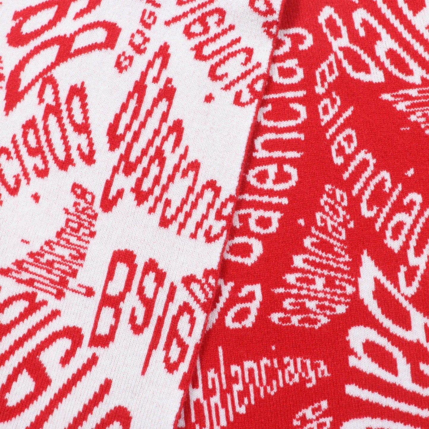 BALENCIAGA Scarf 583121 Virgin wool Red Ivory S