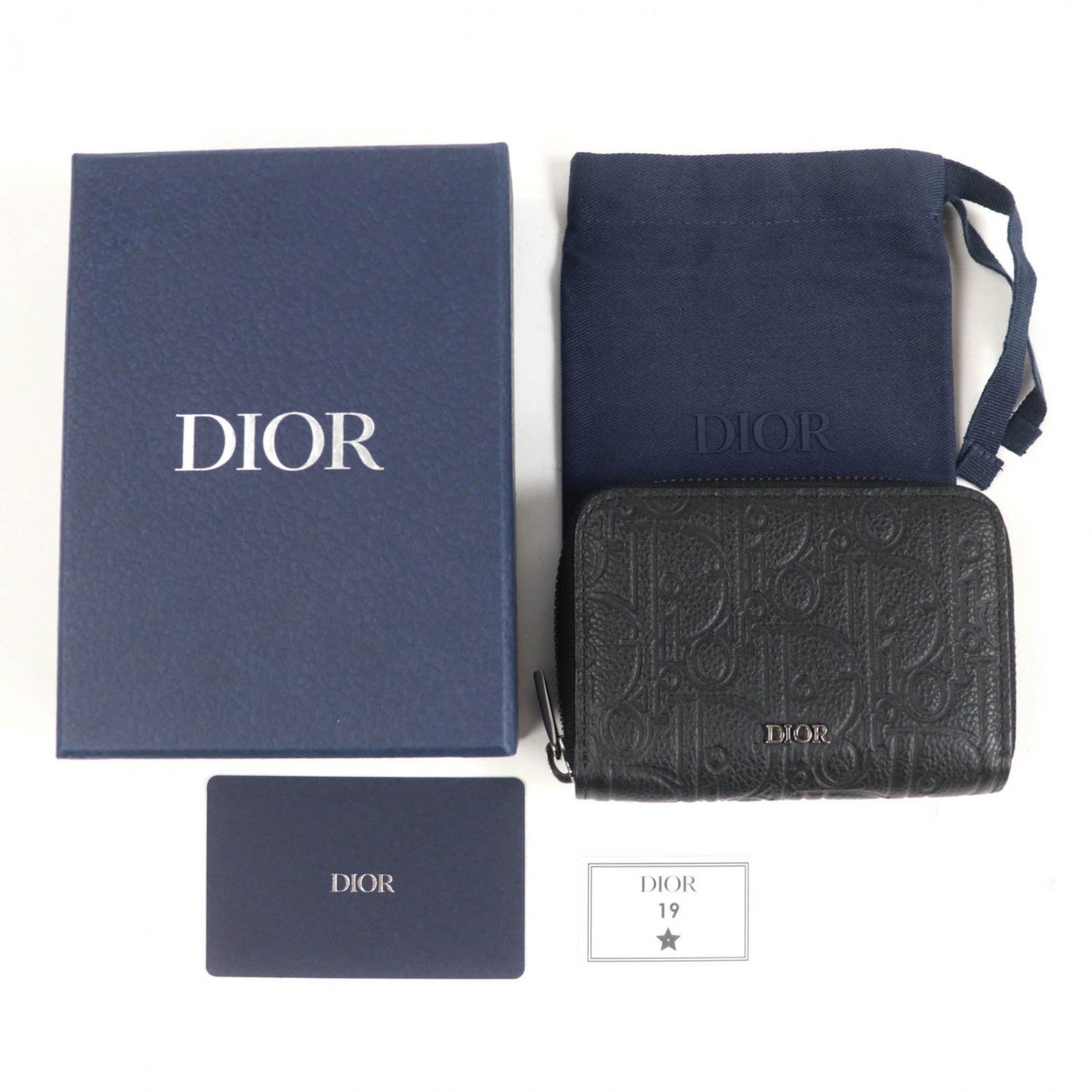 Dior Coin case 2ESBC316FLG leather black Zip coin case
