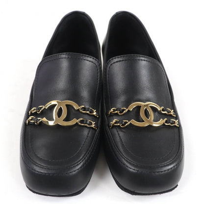 CHANEL loafers G31974 leather black 36.5