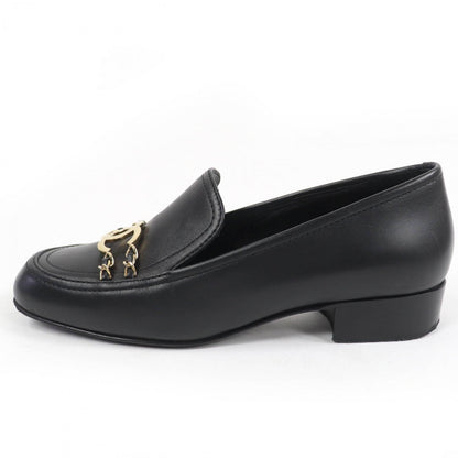 CHANEL loafers G31974 leather black 36.5