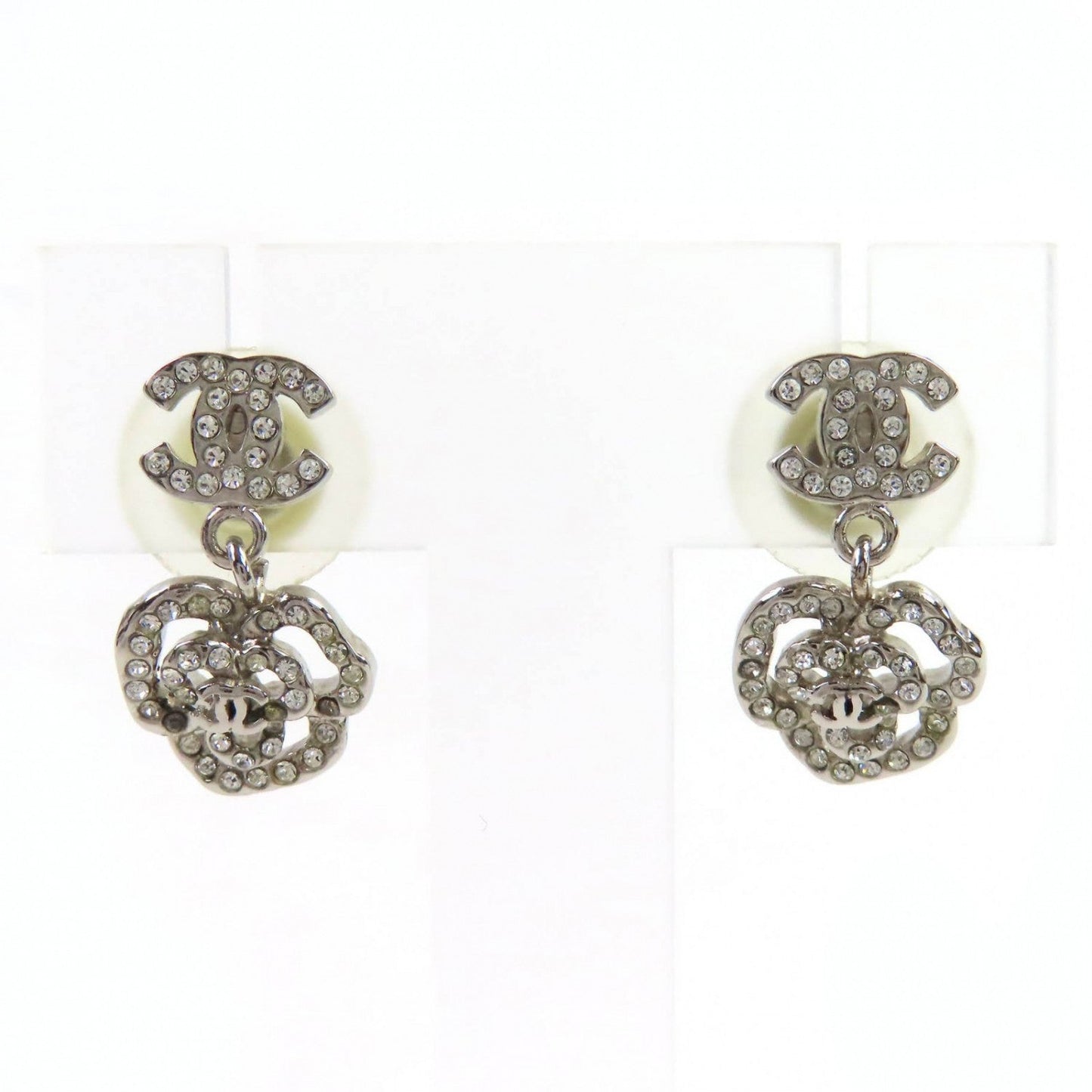 CHANEL Pierce 07A metal Silver COCO Mark Camelia