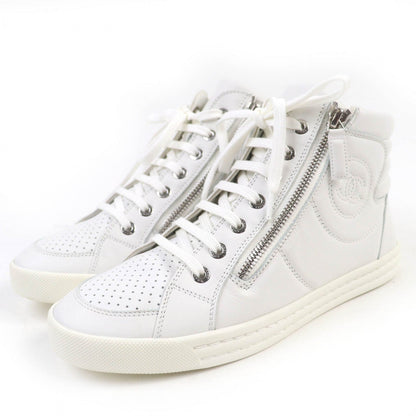 CHANEL High cut sneakers 14C G29689 leather white 36