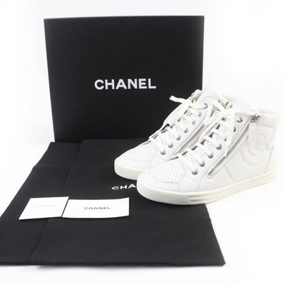 CHANEL High cut sneakers 14C G29689 leather white 36