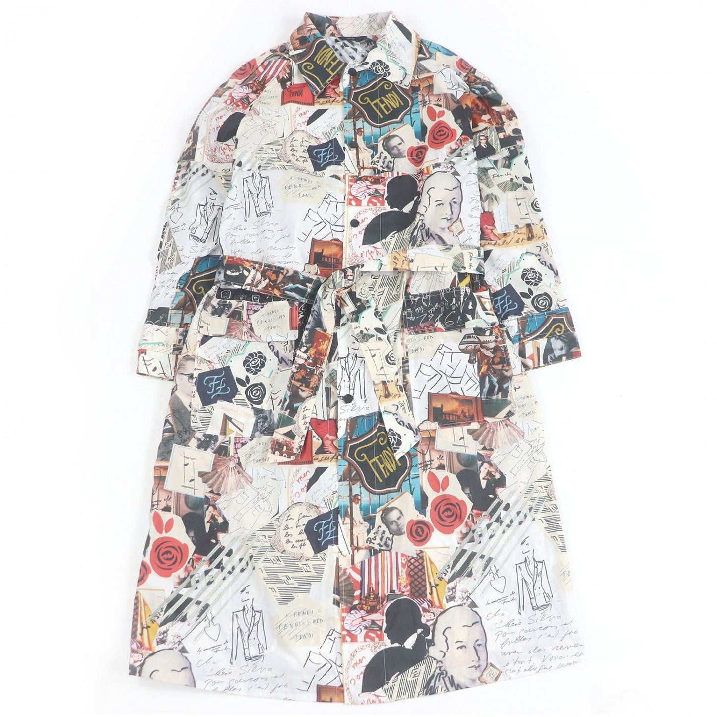 FENDI Stainless collar coat FF0295 polyester White type 44
