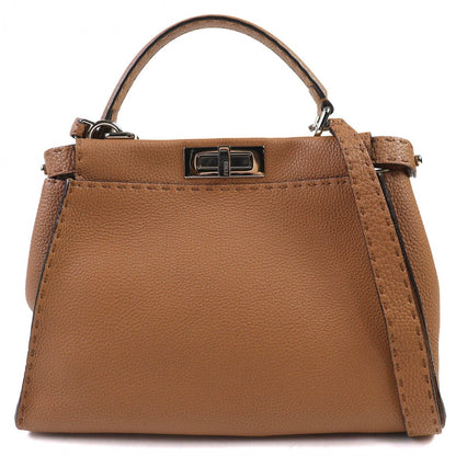 FENDI Shoulder Bag 8BN290 leather Brown PEEKABOO Regular