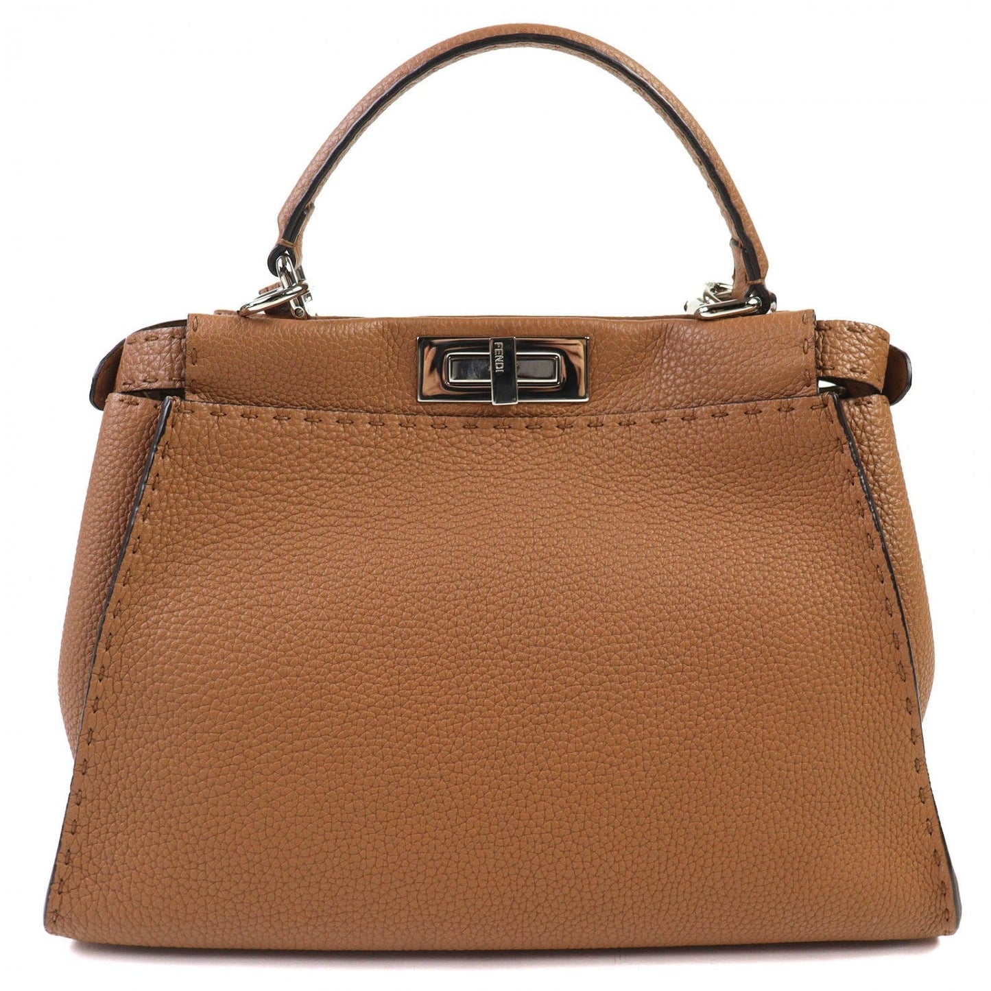 FENDI Shoulder Bag 8BN290 leather Brown PEEKABOO Regular