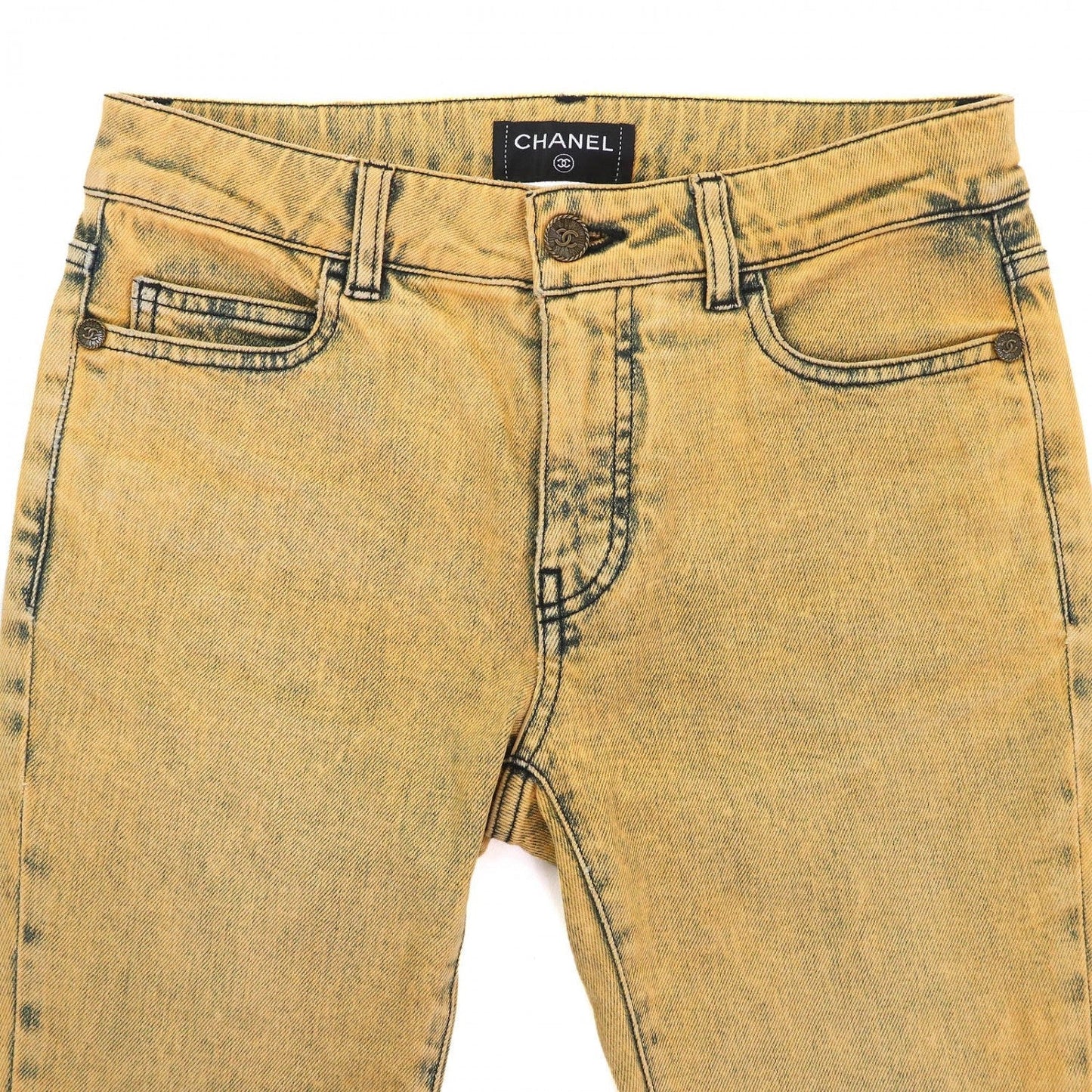 CHANEL Denim pants P49877 cotton Yellow type 34