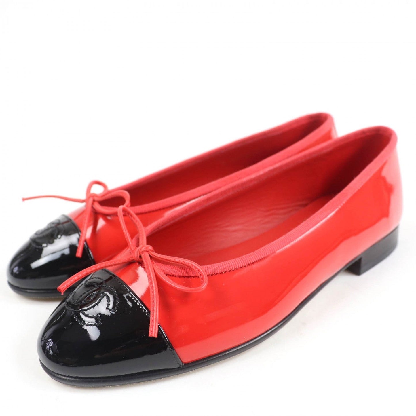 CHANEL Ballet shoes G02819 Patent leather Red black 36