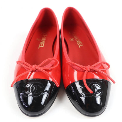 CHANEL Ballet shoes G02819 Patent leather Red black 36