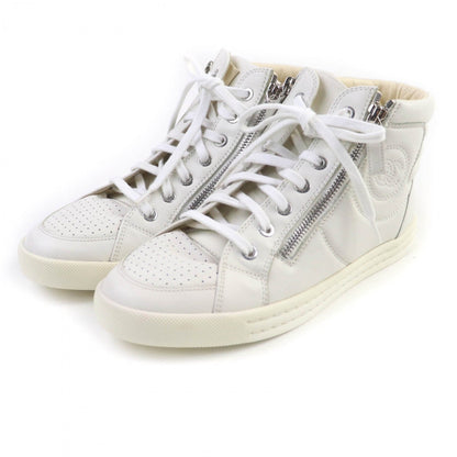 CHANEL High cut sneakers G29689 leather white 37.5