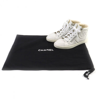CHANEL High cut sneakers G29689 leather white 37.5