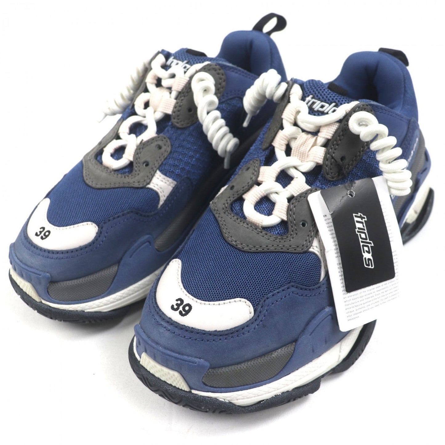 BALENCIAGA sneakers 533878 Suede leather blue TRIPLE S Triple S 39