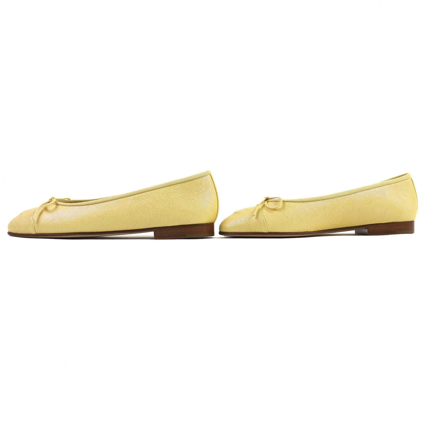 CHANEL pumps 19S G02819 leather yellow ballerina 37