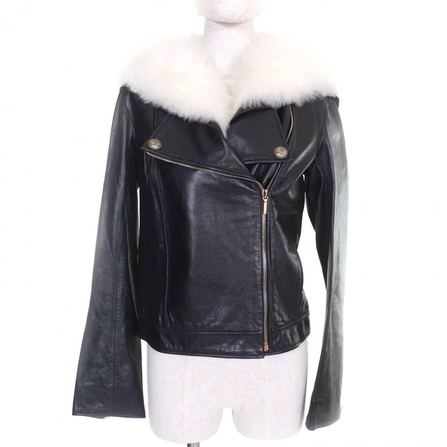CHANEL Riders jacket P59083 Calfskin Black White 34