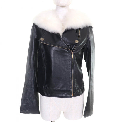 CHANEL Riders jacket P59083 Calfskin Black White 34