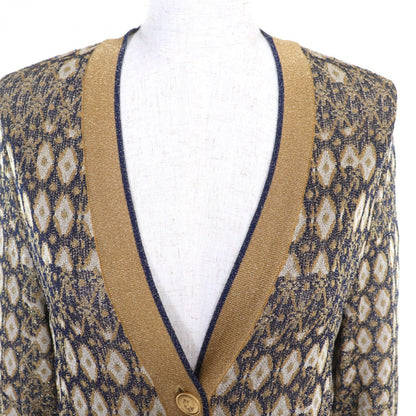 CHANEL cardigan P61677 Viscose Gold navy 38