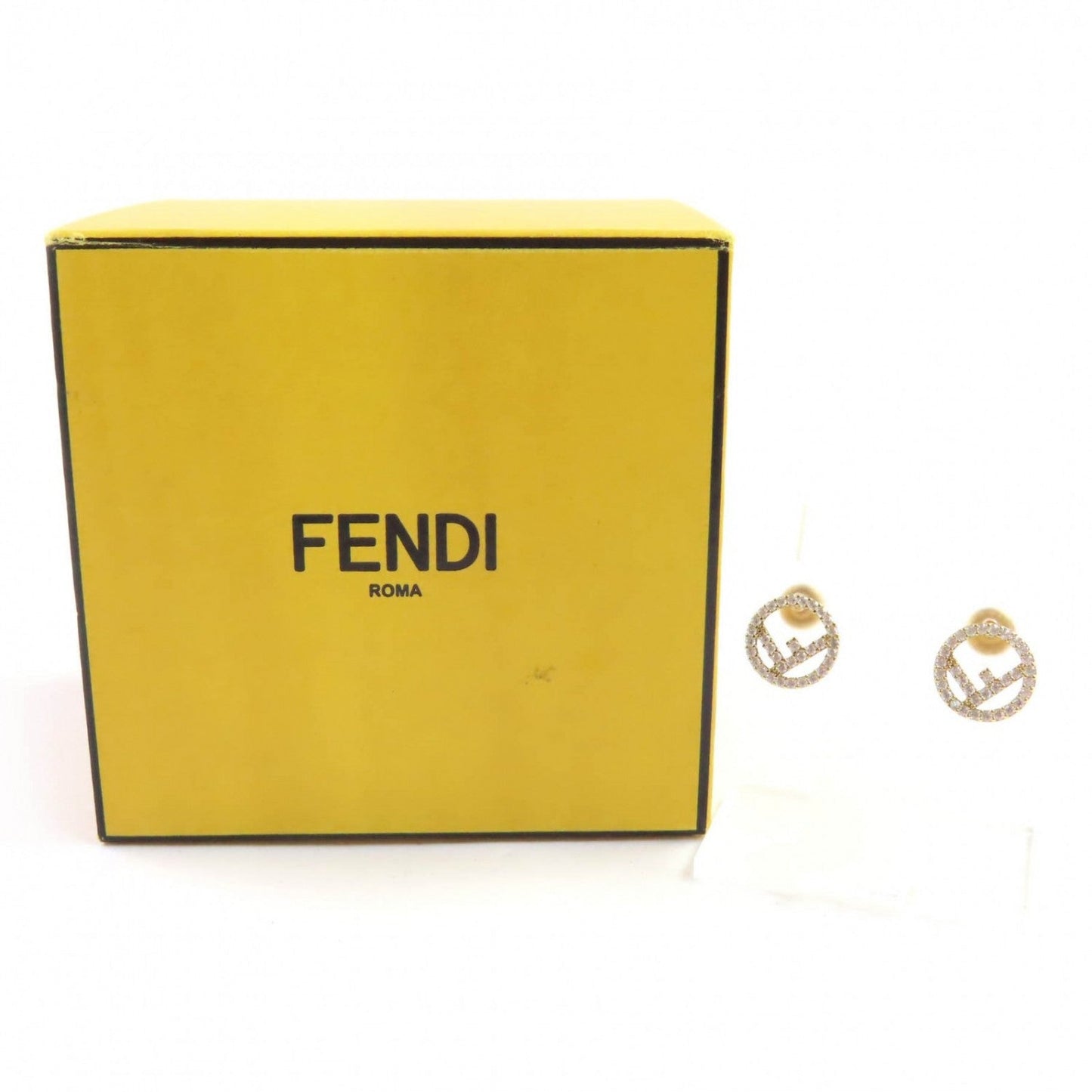 FENDI Pierce Gold plated/rhinestones Gold silver F is Fendi Pierce