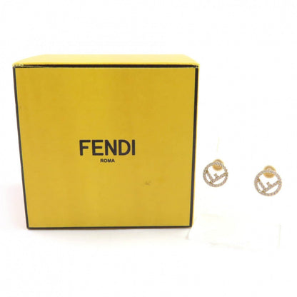 FENDI Pierce Gold plated/rhinestones Gold silver F is Fendi Pierce