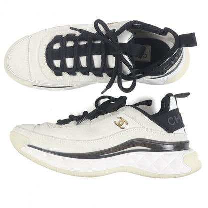 CHANEL Low cut sneakers Suede leather Light gray 39