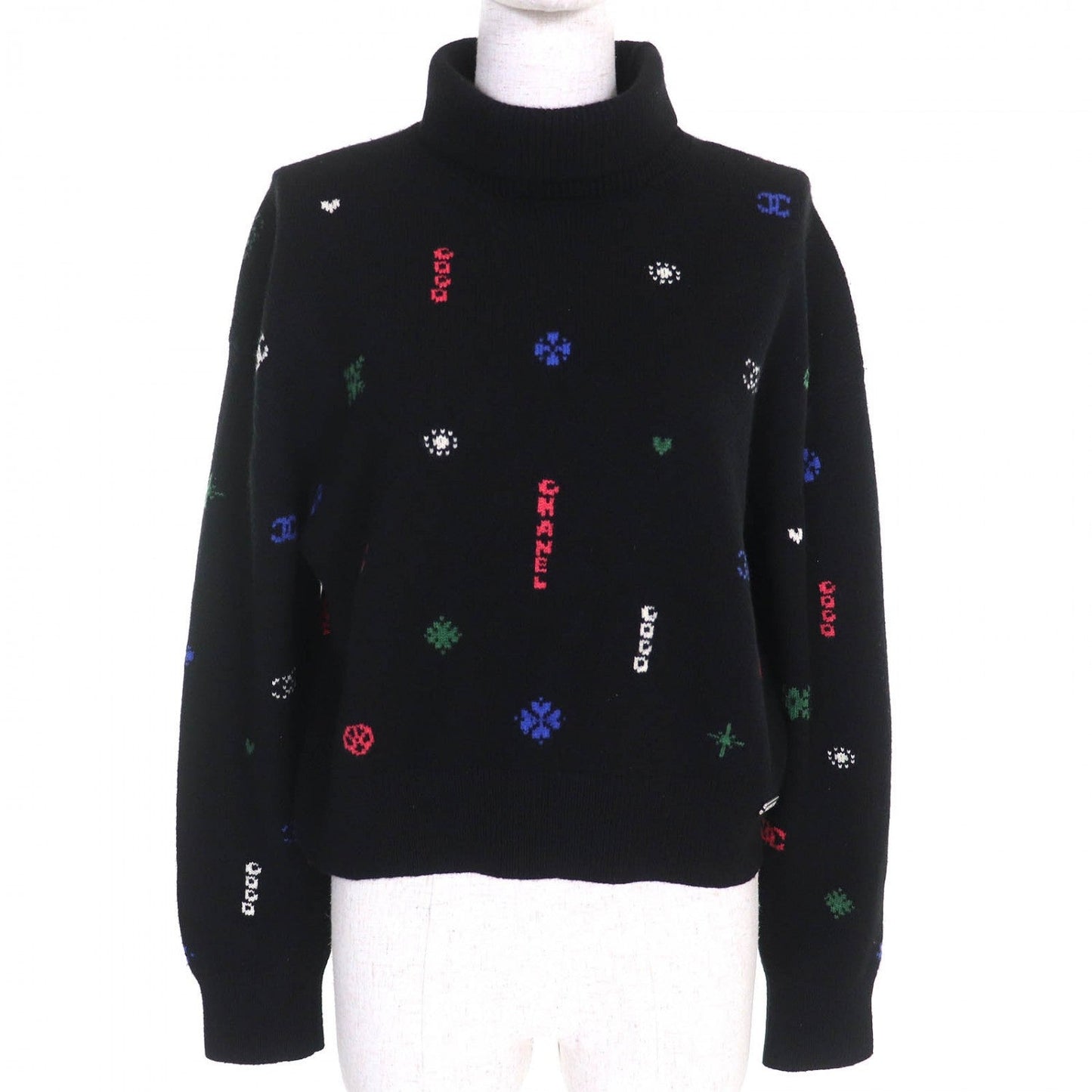 CHANEL knit P70647 21N cashmere Black multicolor 36