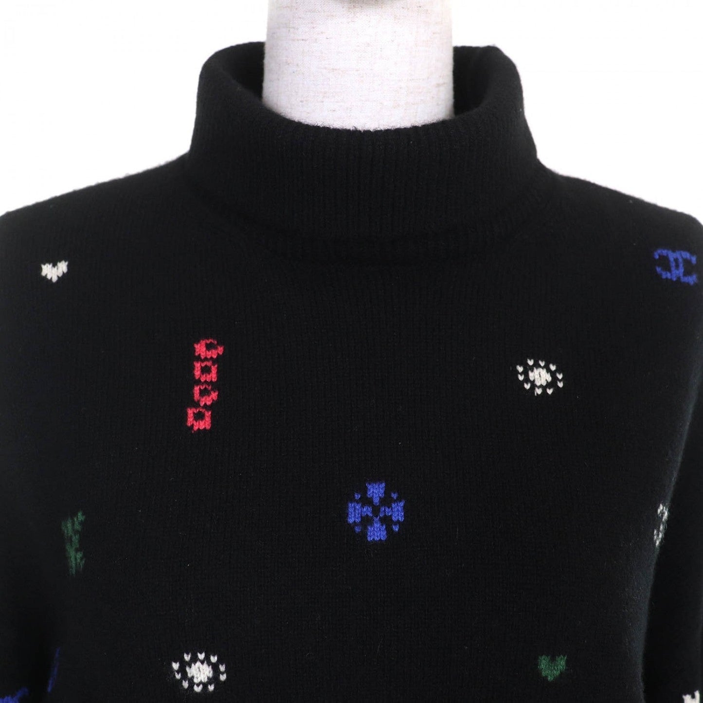 CHANEL knit P70647 21N cashmere Black multicolor 36