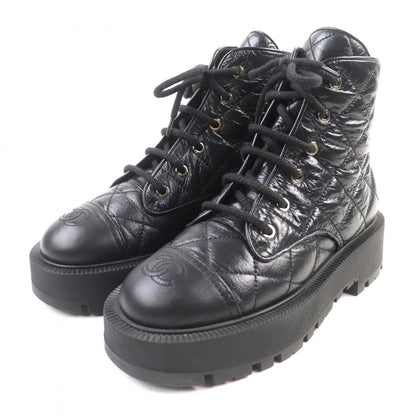 CHANEL short boots 24A G45833 leather black 38