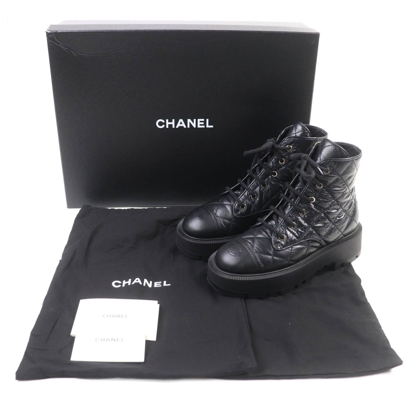 CHANEL short boots 24A G45833 leather black 38