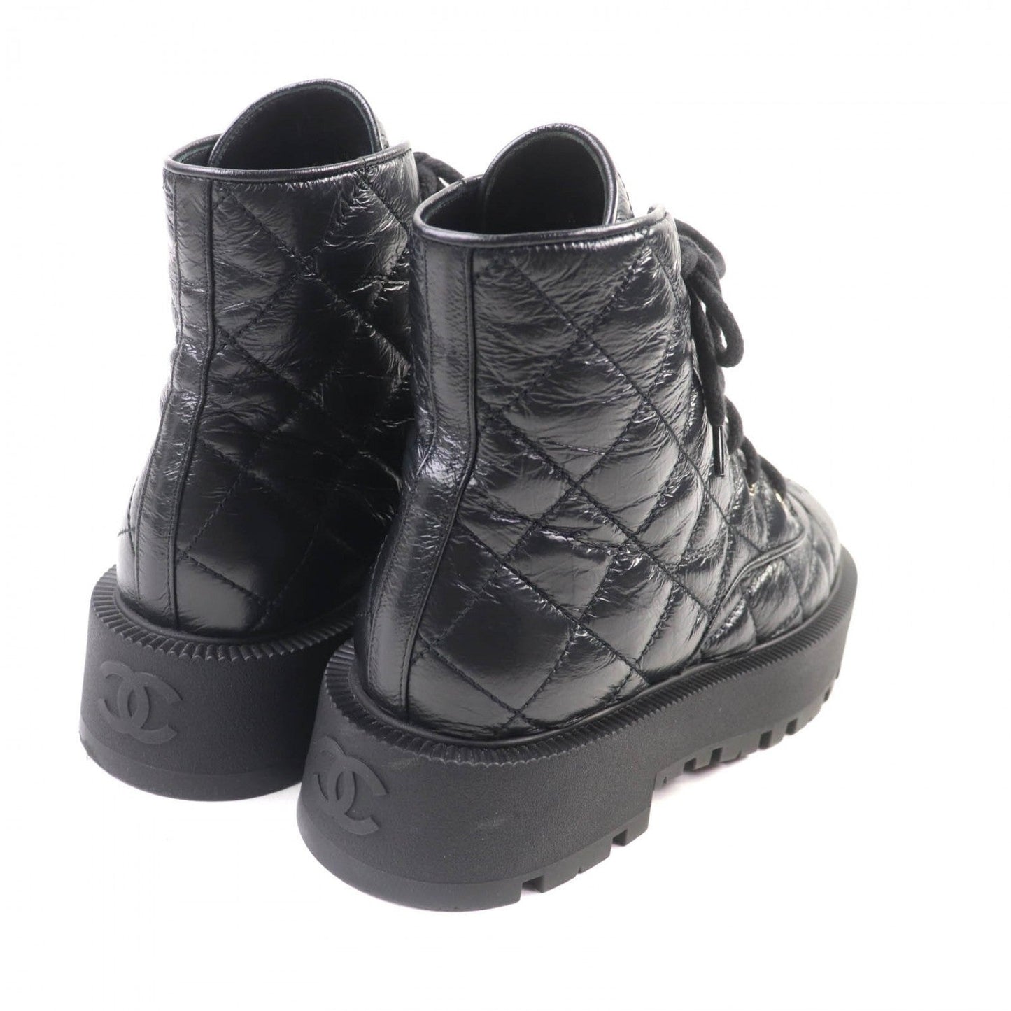 CHANEL short boots 24A G45833 leather black 38