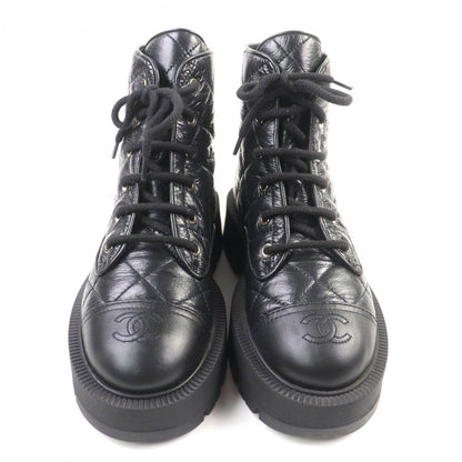 CHANEL short boots 24A G45833 leather black 38