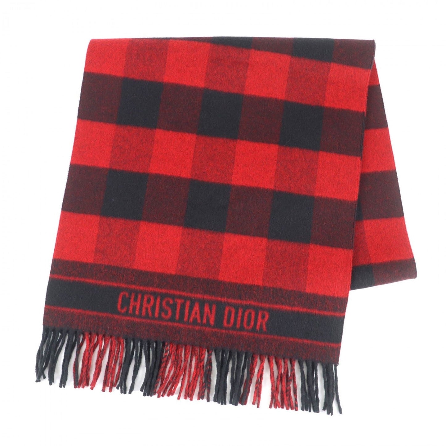 Christian Dior Scarf 95CHE200I wool Red black