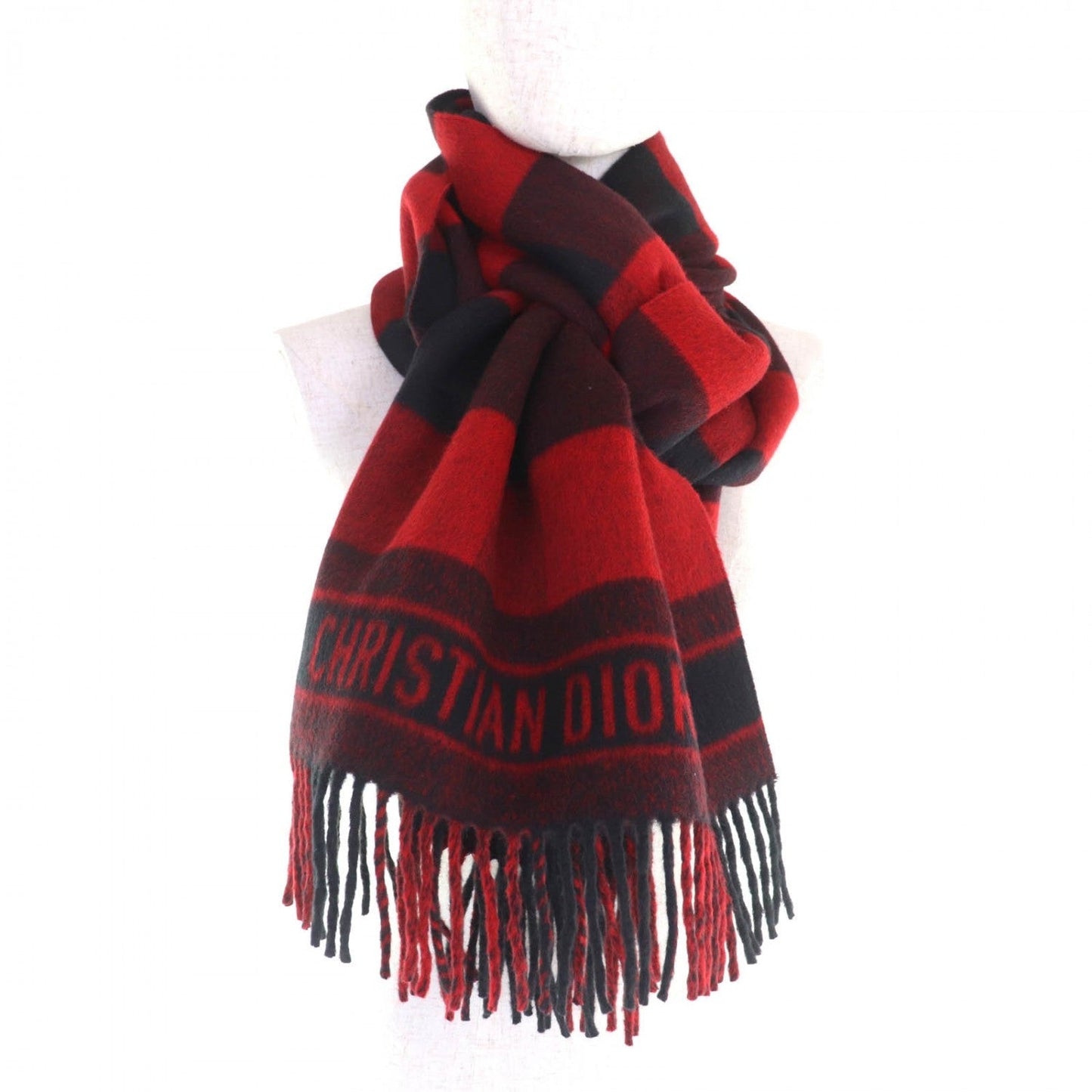 Christian Dior Scarf 95CHE200I wool Red black