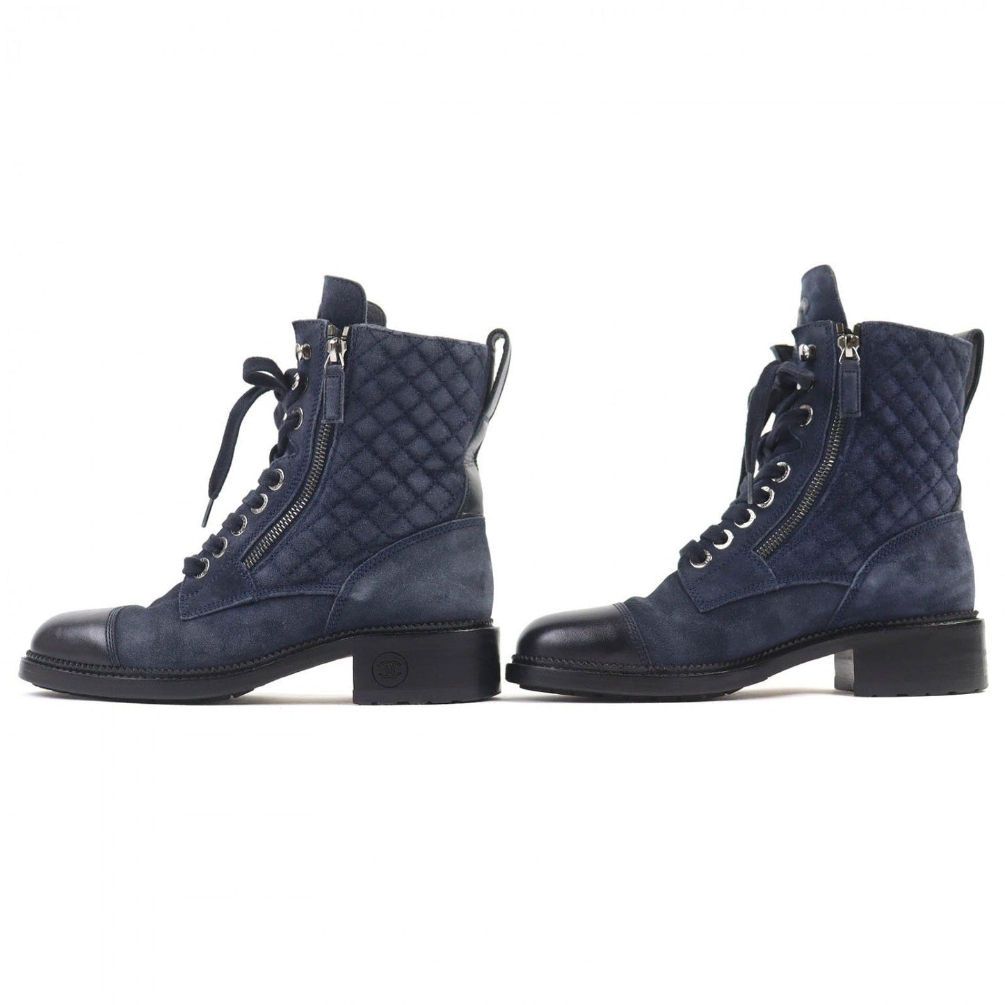 CHANEL short boots G33769 Suede leather Navy black 38