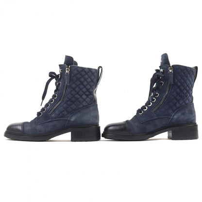 CHANEL short boots G33769 Suede leather Navy black 38